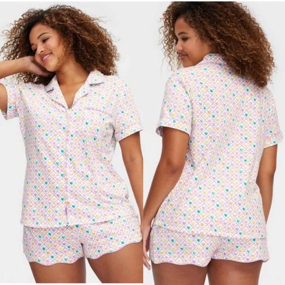 NWT Women’s Roller Rabbit x Target Geo Hearts Short Pajama Set size Adult Medium - Picture 1 of 5